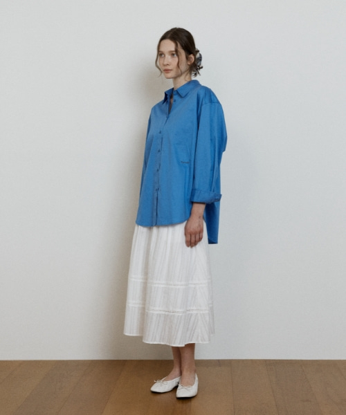 soft cotton oversized shirt - blue