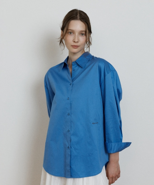 soft cotton oversized shirt - blue