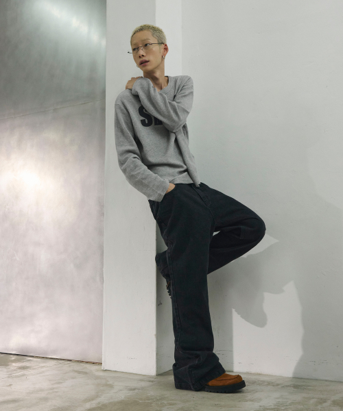 워시드 새깅 플레어 진[블랙]