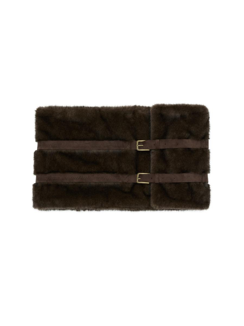 FLUFFY BELT SKIRT (DARK BROWN)