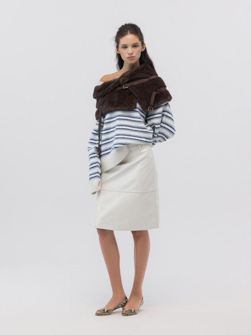 FLUFFY BELT SKIRT (DARK BROWN)