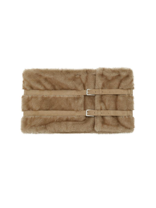 FLUFFY BELT SKIRT (BEIGE)
