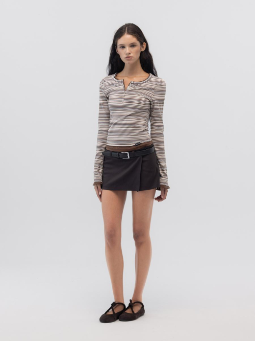POLLY WRAP SKORT (DARK BROWN)