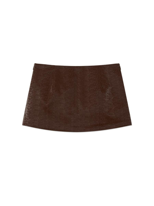 MATTE CRACK MINI SKIRT (BURGUNDY)