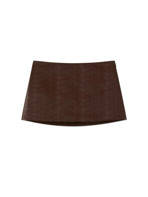 MATTE CRACK MINI SKIRT (BURGUNDY)