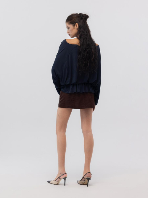 MATTE CRACK MINI SKIRT (BURGUNDY)