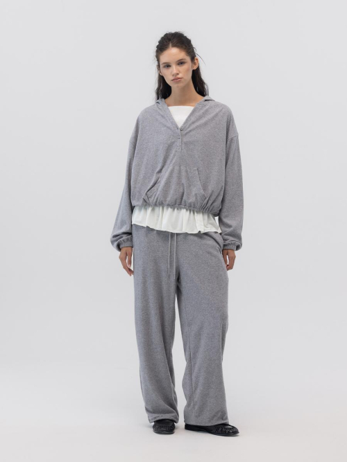 SNUG TERRY STRING PANTS (MELANGE GRAY)