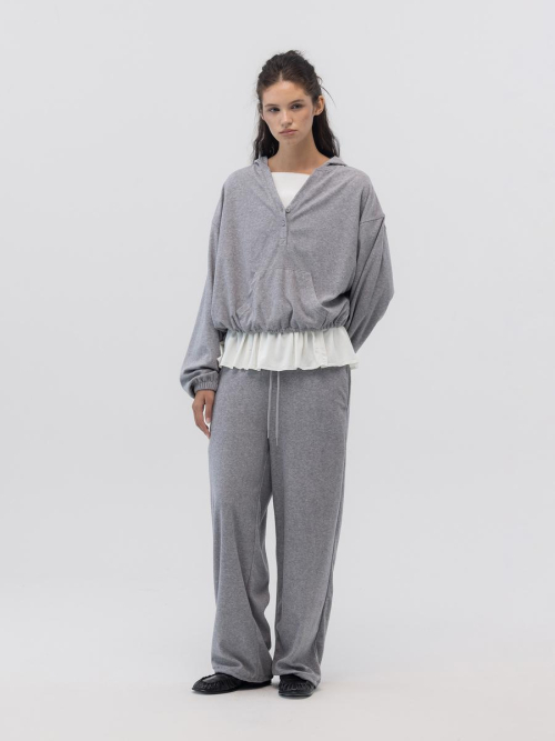 SNUG TERRY STRING PANTS (MELANGE GRAY)