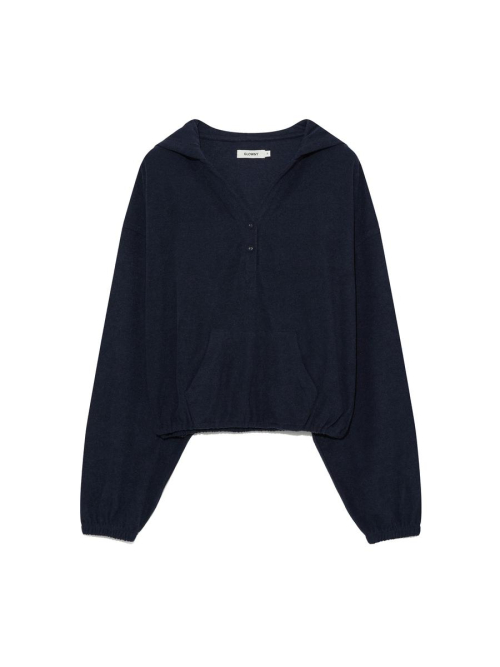 SNUG TERRY V-CUT HOODIE (NAVY)