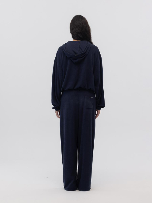 SNUG TERRY V-CUT HOODIE (NAVY)