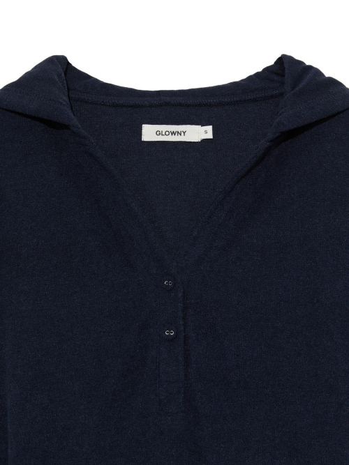 SNUG TERRY V-CUT HOODIE (NAVY)