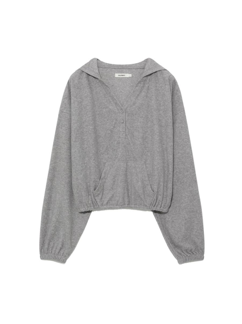 SNUG TERRY V-CUT HOODIE (MELANGE GRAY)