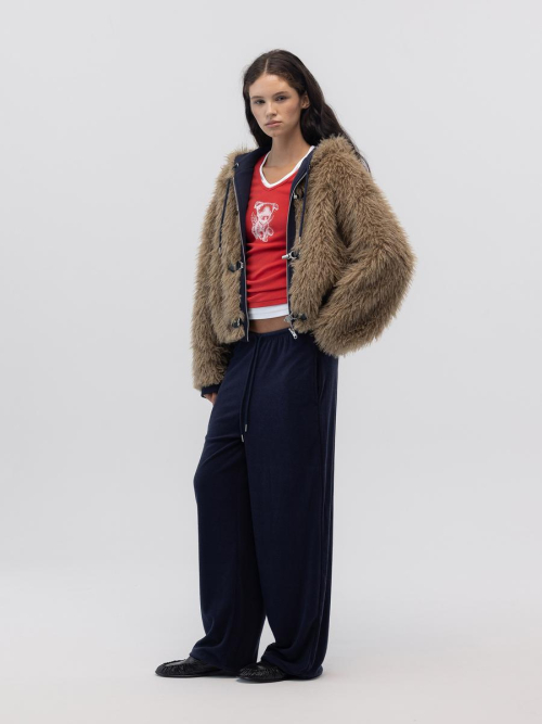 FLURRY REVERSIBLE FUR JACKET (NAVY)