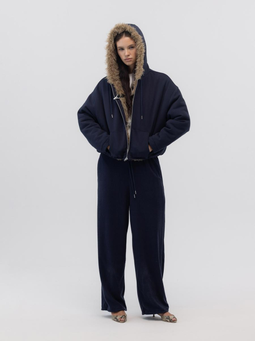 FLURRY REVERSIBLE FUR JACKET (NAVY)