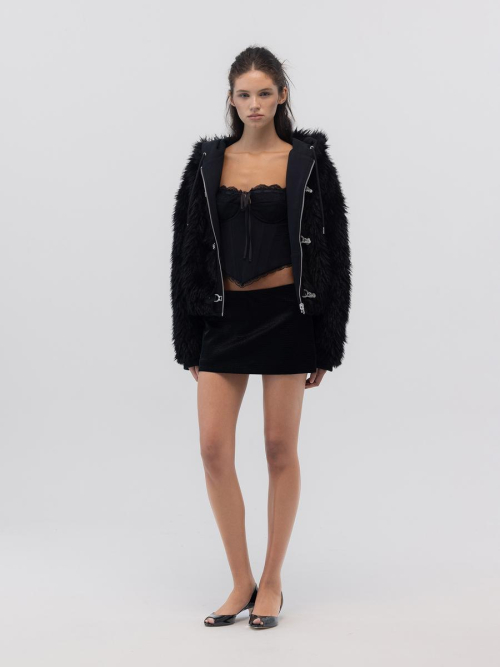 FLURRY REVERSIBLE FUR JACKET (BLACK)