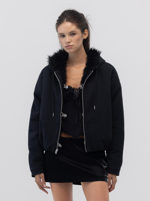 FLURRY REVERSIBLE FUR JACKET (BLACK)