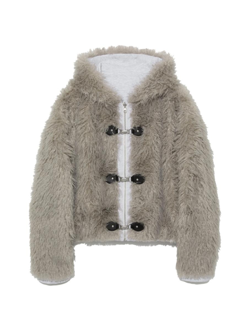 FLURRY REVERSIBLE FUR JACKET (MELANGE GRAY)