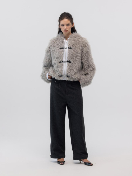 FLURRY REVERSIBLE FUR JACKET (MELANGE GRAY)