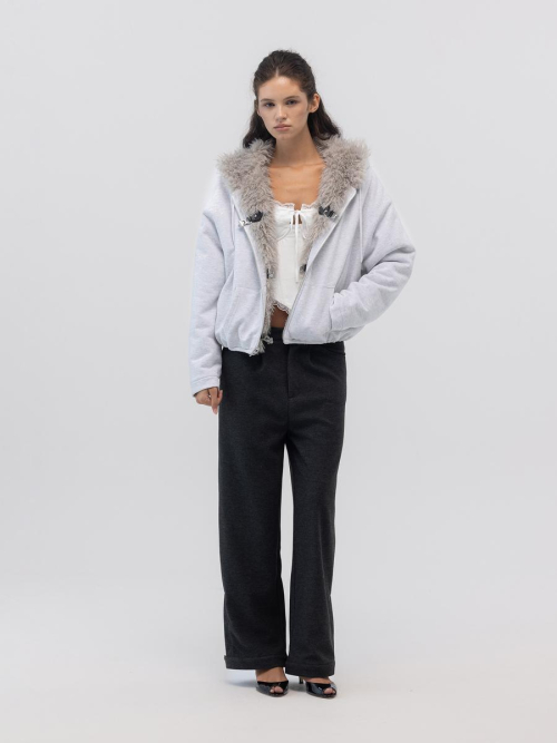 FLURRY REVERSIBLE FUR JACKET (MELANGE GRAY)