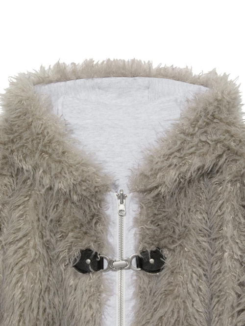 FLURRY REVERSIBLE FUR JACKET (MELANGE GRAY)