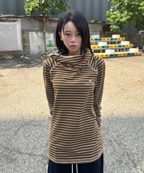 Stripe Multi Color Block Hoodie KHAKI