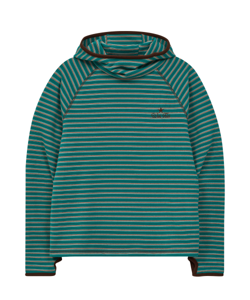 Stripe Multi Color Block Hoodie TEAL GREEN