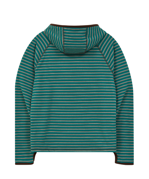 Stripe Multi Color Block Hoodie TEAL GREEN