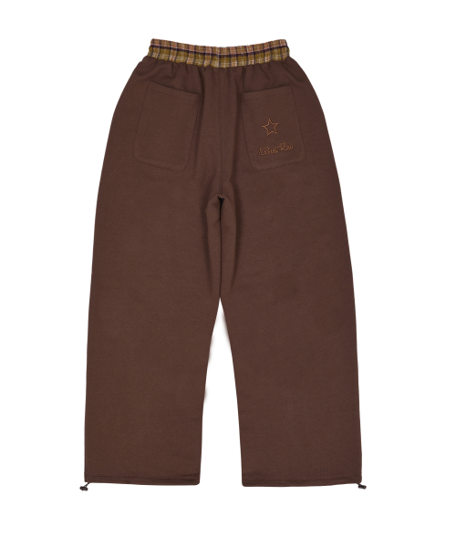 Check Star Embroidery Sweat Pants BROWN