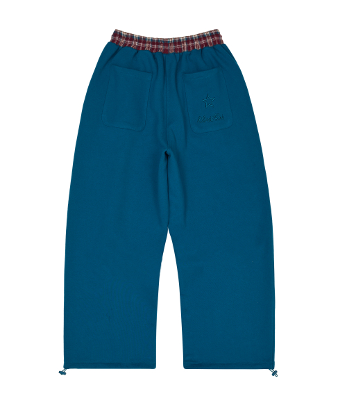 Check Star Embroidery Sweat Pants TEAL GREEN