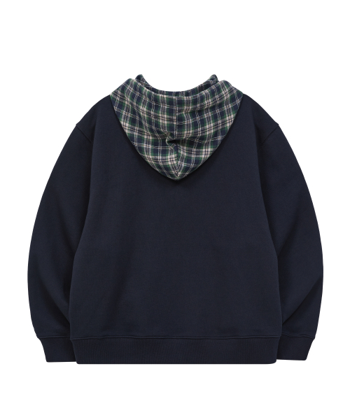 Check Star Embroidery Hoodie Zip Up NAVY