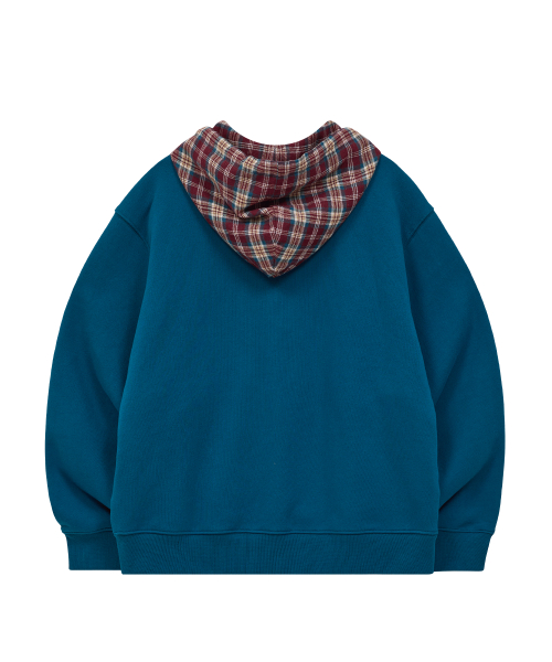 Check Star Embroidery Hoodie Zip Up TEAL GREEN