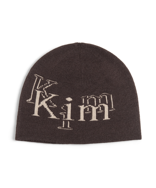STROKE LOGO JACQUARD BEANIE IN BROWN