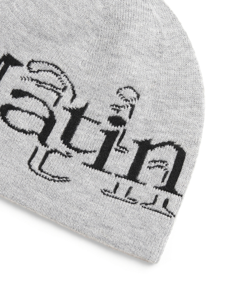 STROKE LOGO JACQUARD BEANIE IN GREY