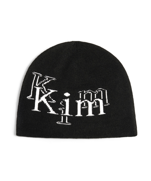 STROKE LOGO JACQUARD BEANIE IN BLACK