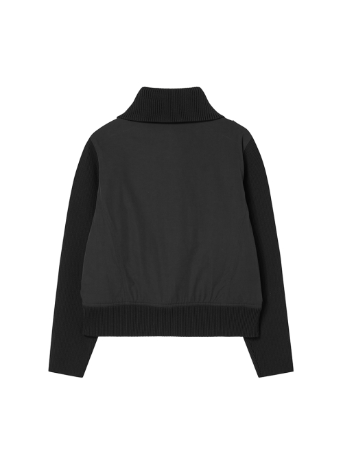 RIBBED HIGH NECK JACKET BLACK