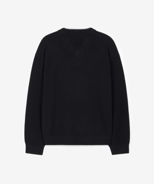 Layered V-Neck Knit Top (Black) TNSW6F108BK