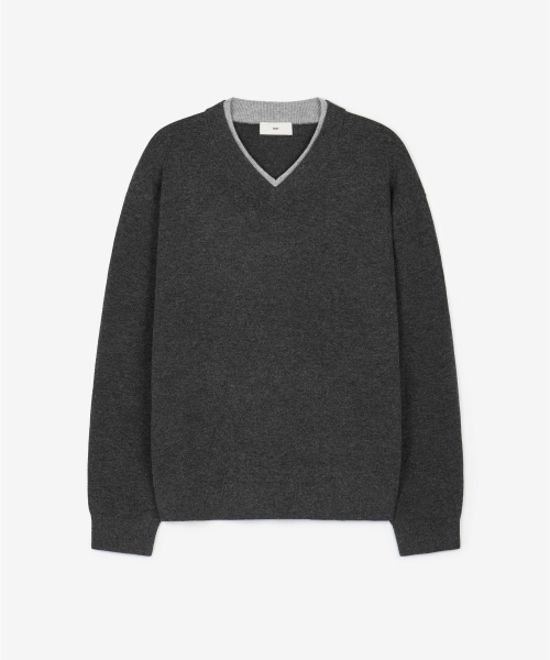 Layered V-Neck Knit Top (Grey) TNSW6F108G2