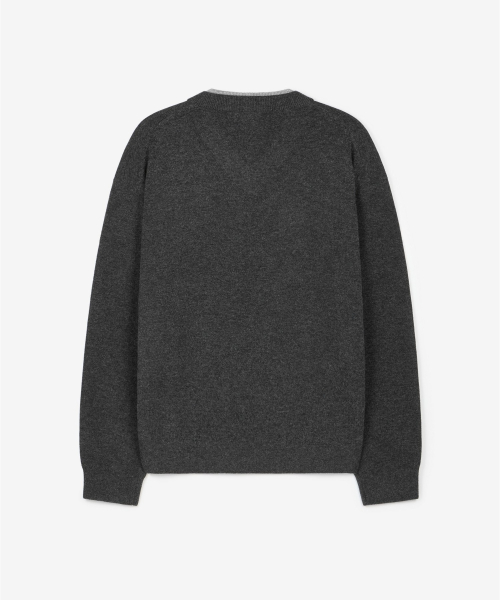 Layered V-Neck Knit Top (Grey) TNSW6F108G2