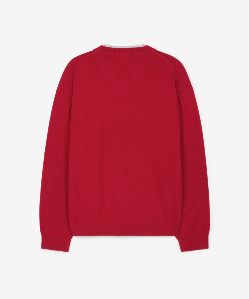 Layered V-Neck Knit Top (Red) TNSW6F108R2