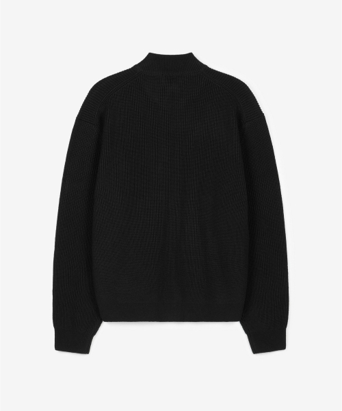 Cashmere Blend Full-Zip Knit Top (Black) TNSW6F113BK