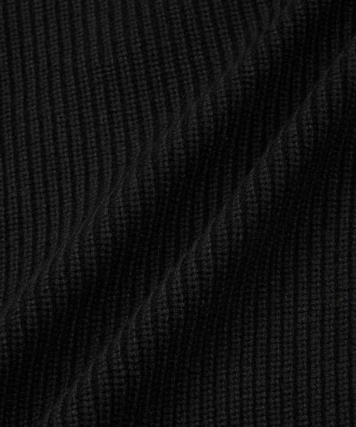 Cashmere Blend Full-Zip Knit Top (Black) TNSW6F113BK