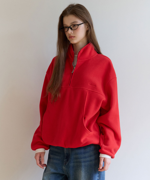 FLEECE HALF ZIP-UP RED