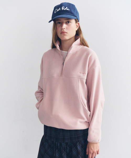 FLEECE HALF ZIP-UP PINK
