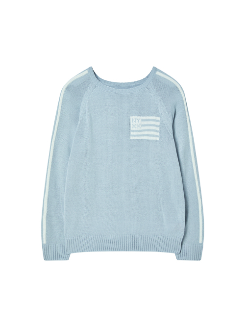 FLAG BOATNECK KNIT LIGHT BLUE