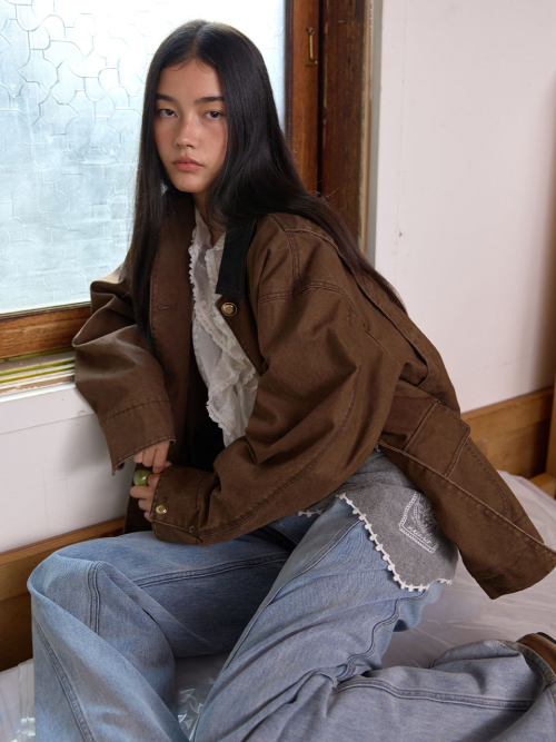 Cotton Work Jacket MU2678JK801M_BROWN