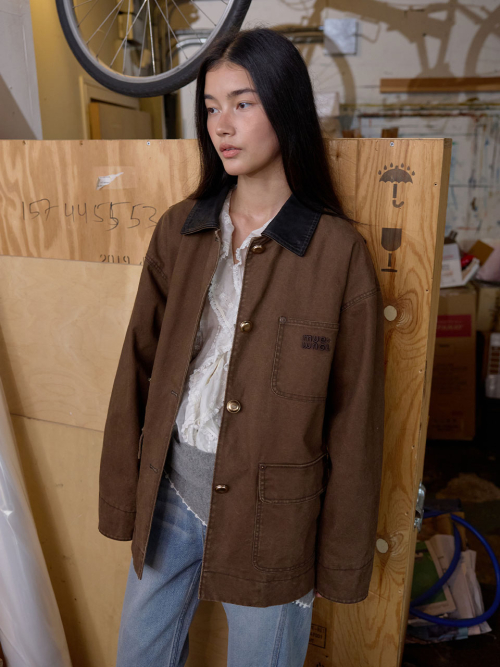 Cotton Work Jacket MU2678JK801M_BROWN