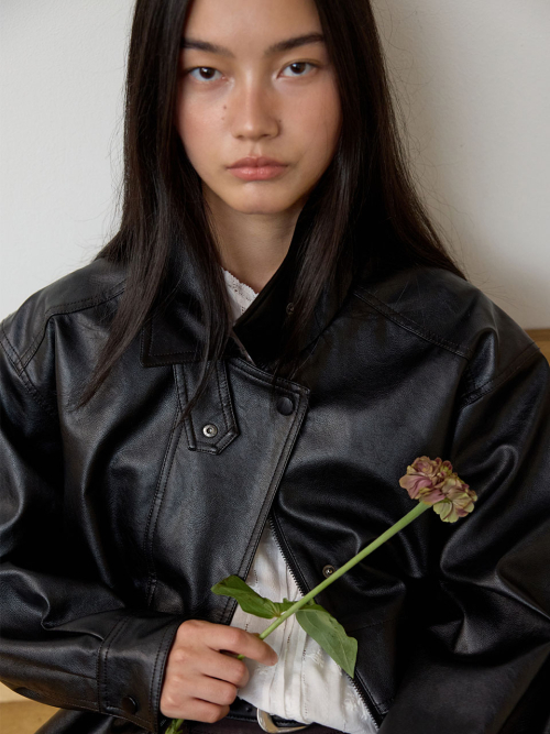 Faux Leather Blouson Jumper MU2678JP801M_BLACK