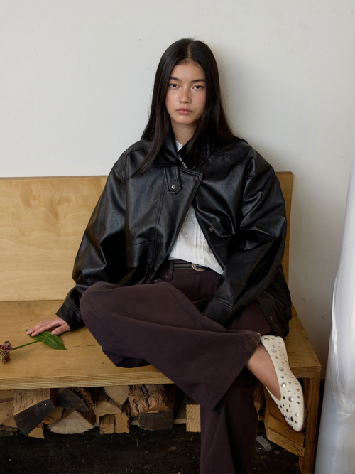Faux Leather Blouson Jumper MU2678JP801M_BLACK