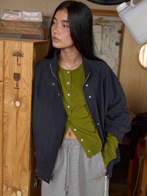 Button-Detail Crewneck Cardigan MU2678CD802M_2color