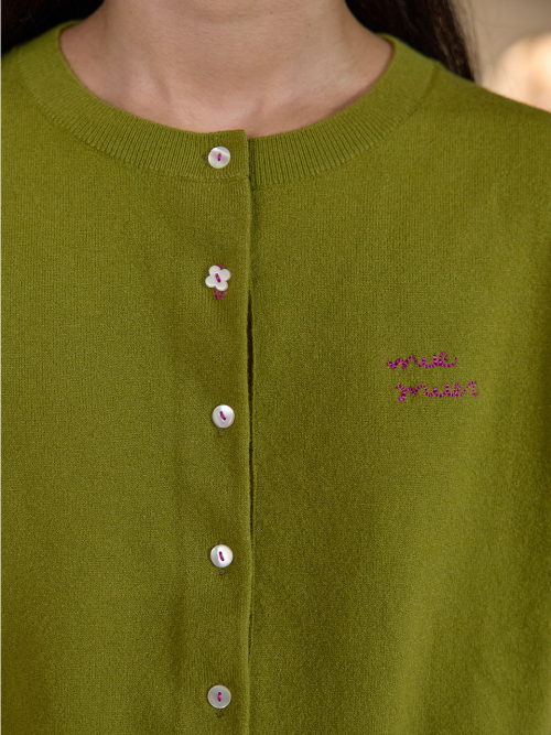 Button-Detail Crewneck Cardigan MU2678CD802M_2color
